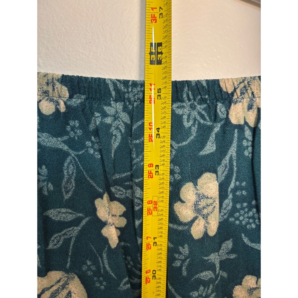 Vintage Floral Maxi Skirt Womens Large Teal Button Front Rayon Made USA 90s - Picture 5 of 9